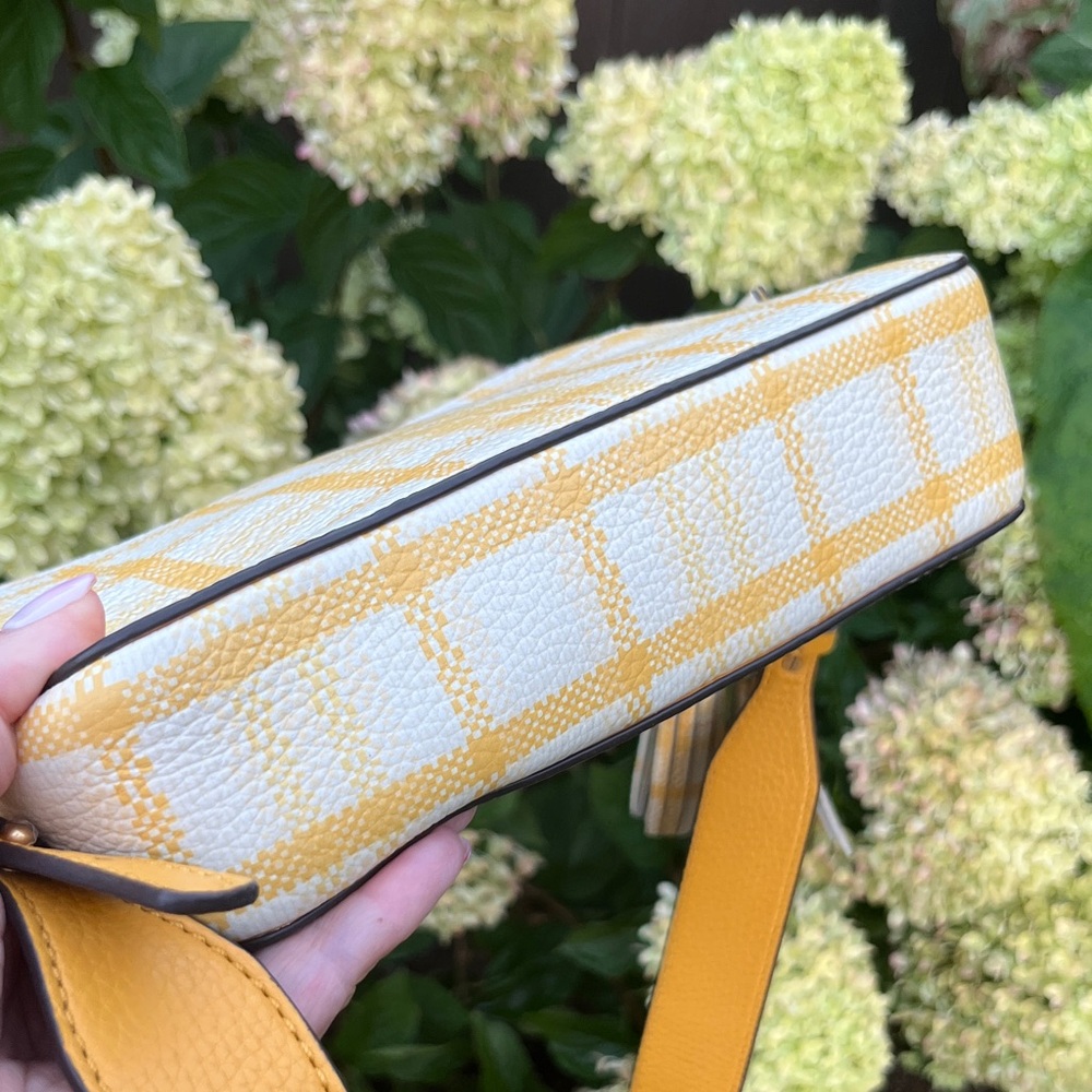 NWT Tory Burch McGraw Yellow Plaid Leather Crossbody Bag - Picture 9 of 13